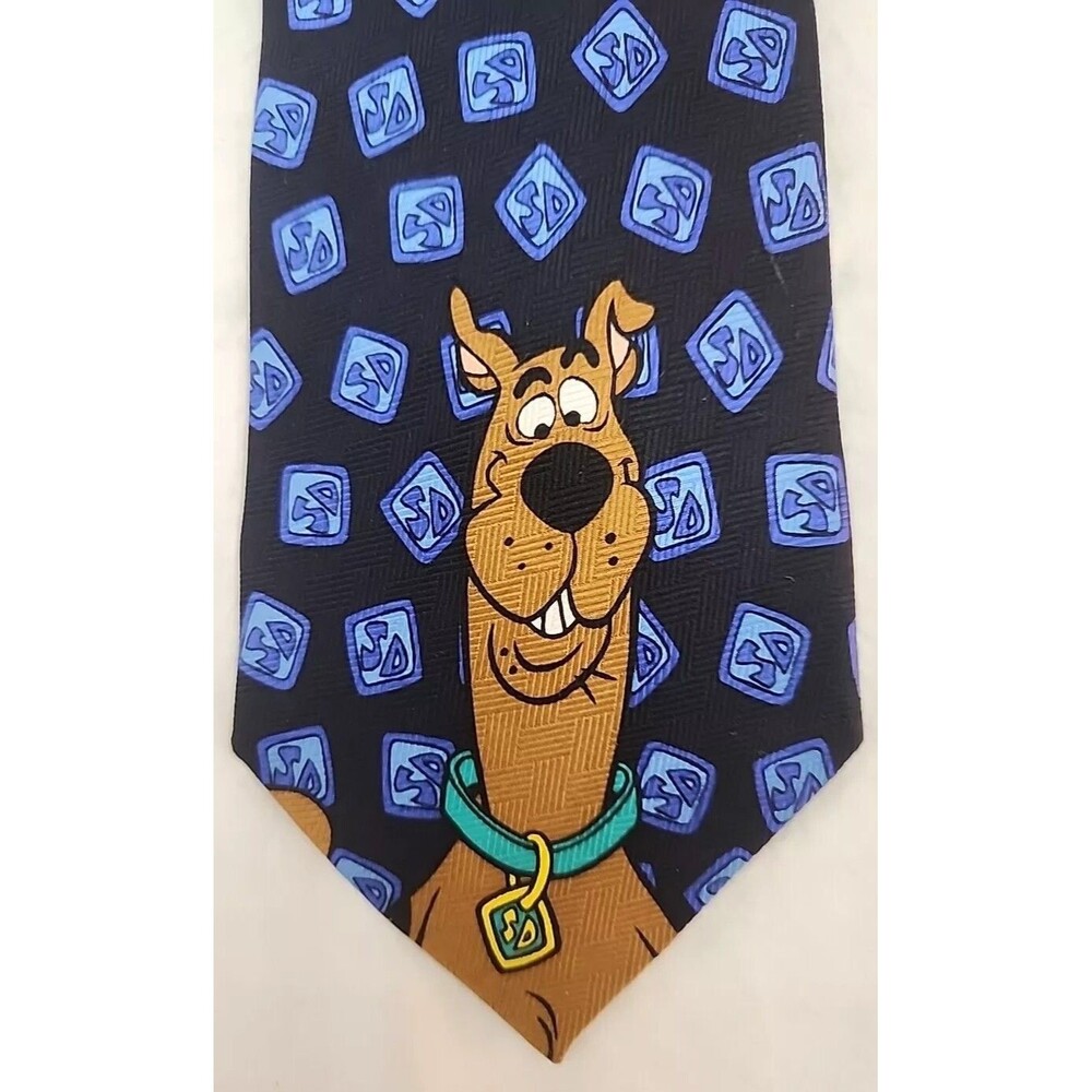 Tie Scooby Doo 1999 Blue 100% Silk Cartoon Network Men's Necktie Vintage